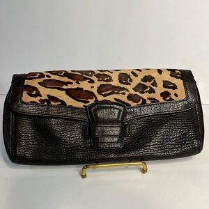 Banana Republic Leather Leopard Clutch Bag